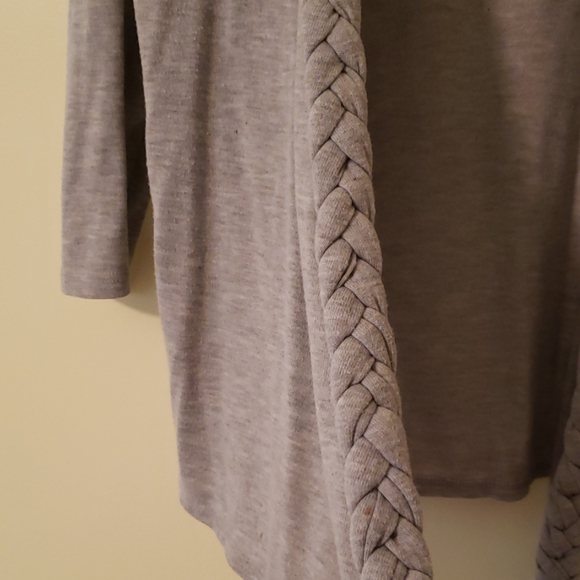 Braided edge gray cardigan - Picture 2 of 3